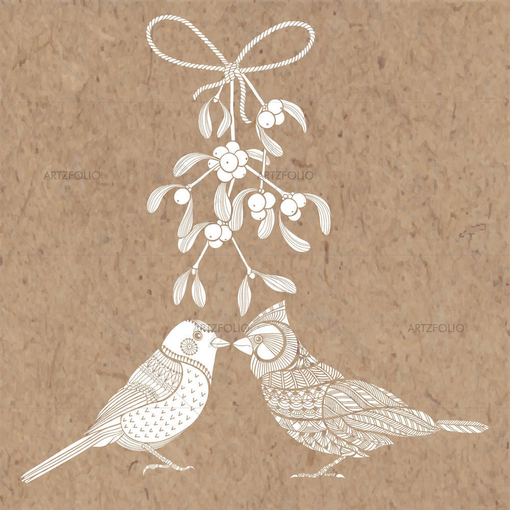 Birds & Mistletoe — custom-size art design 5005467
