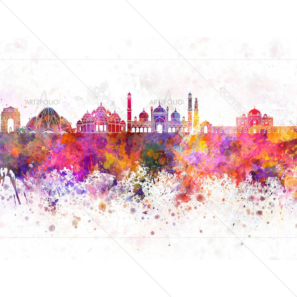 Delhi Skyline, India — Abstract custom art by ArtzFolio