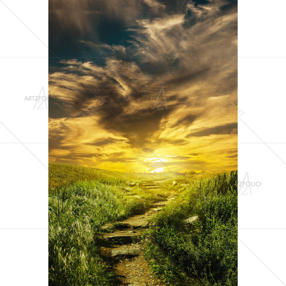 Road To The Hill In The Clouds D2 — custom-size art design 5005487