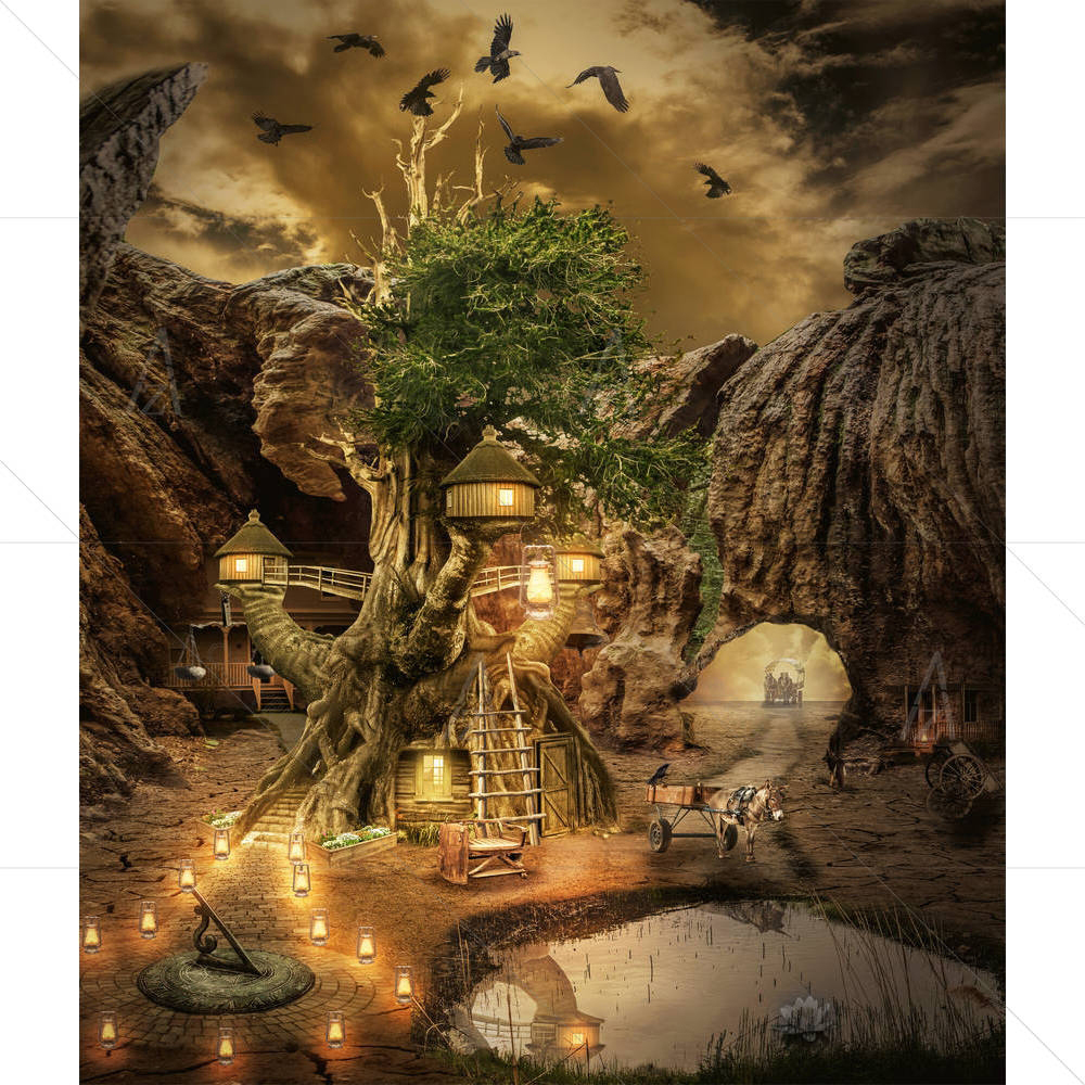 Fairy House In A Gated City — custom-size art design 5005489
