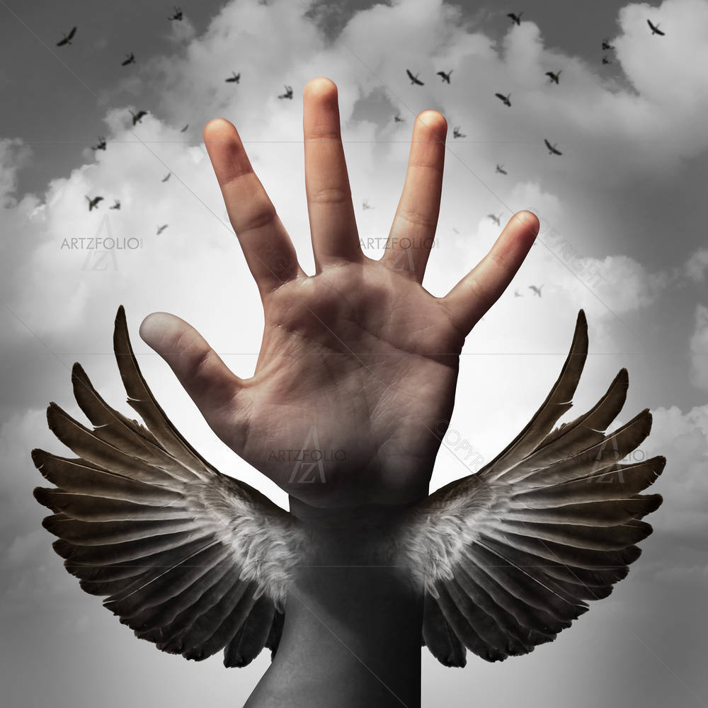 Human Hand Transforming Into A Bird Wing — Birds custom art by ArtzFolio