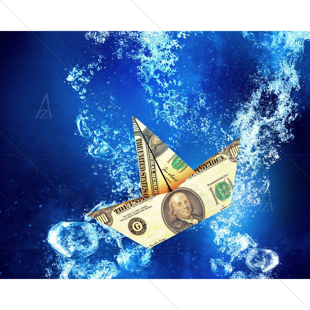 Dollar Banknote Ship Sinking — custom-size art design 5005520
