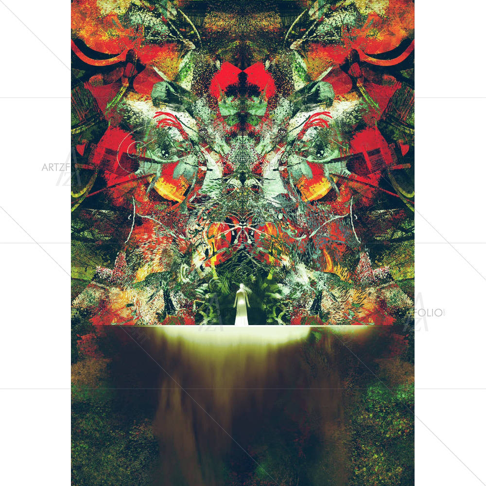 Woman Standing In Front Of Fantasy Gate — custom-size art design 5005526
