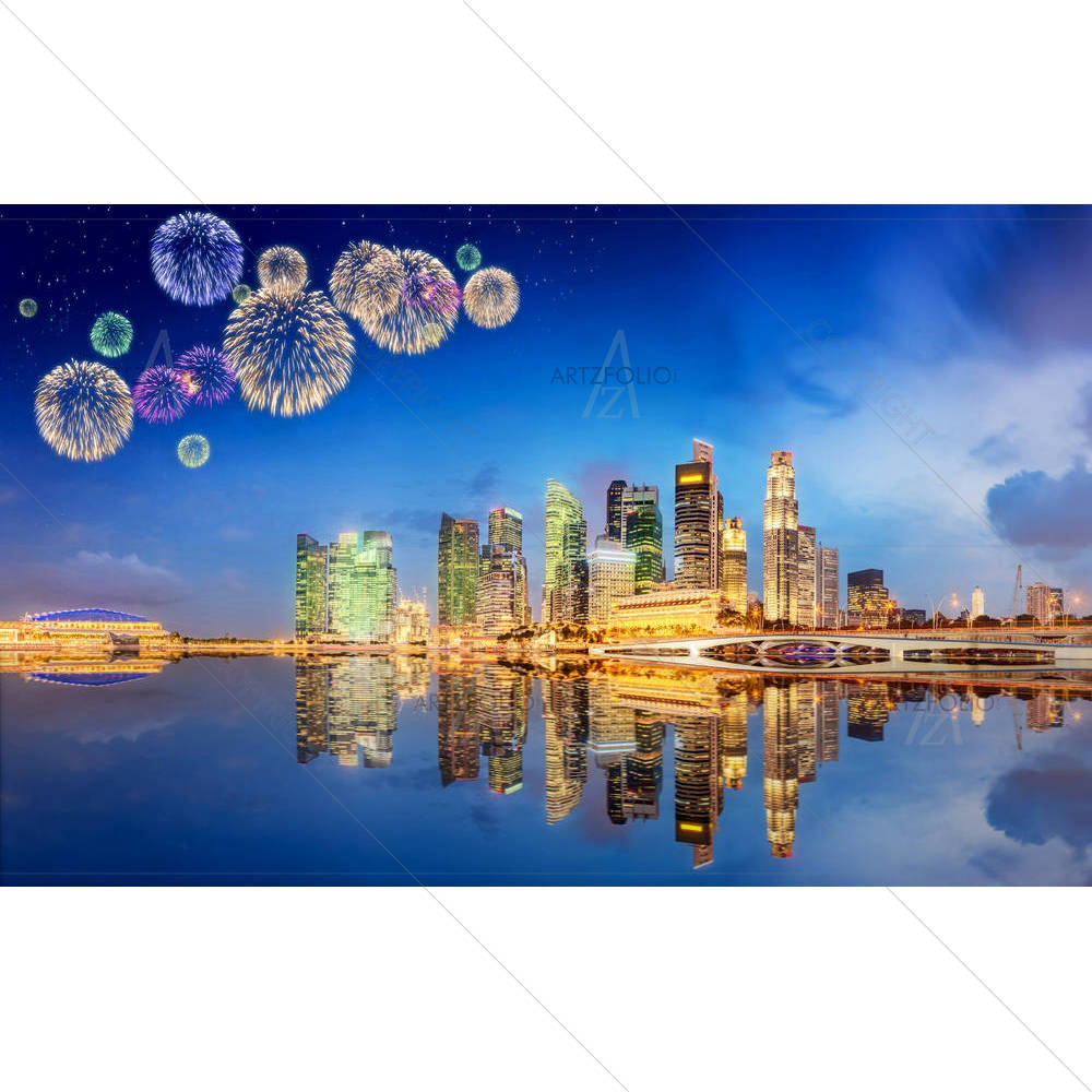 Fireworks In Marina Bay Singapore D3 — custom-size art design 5005536