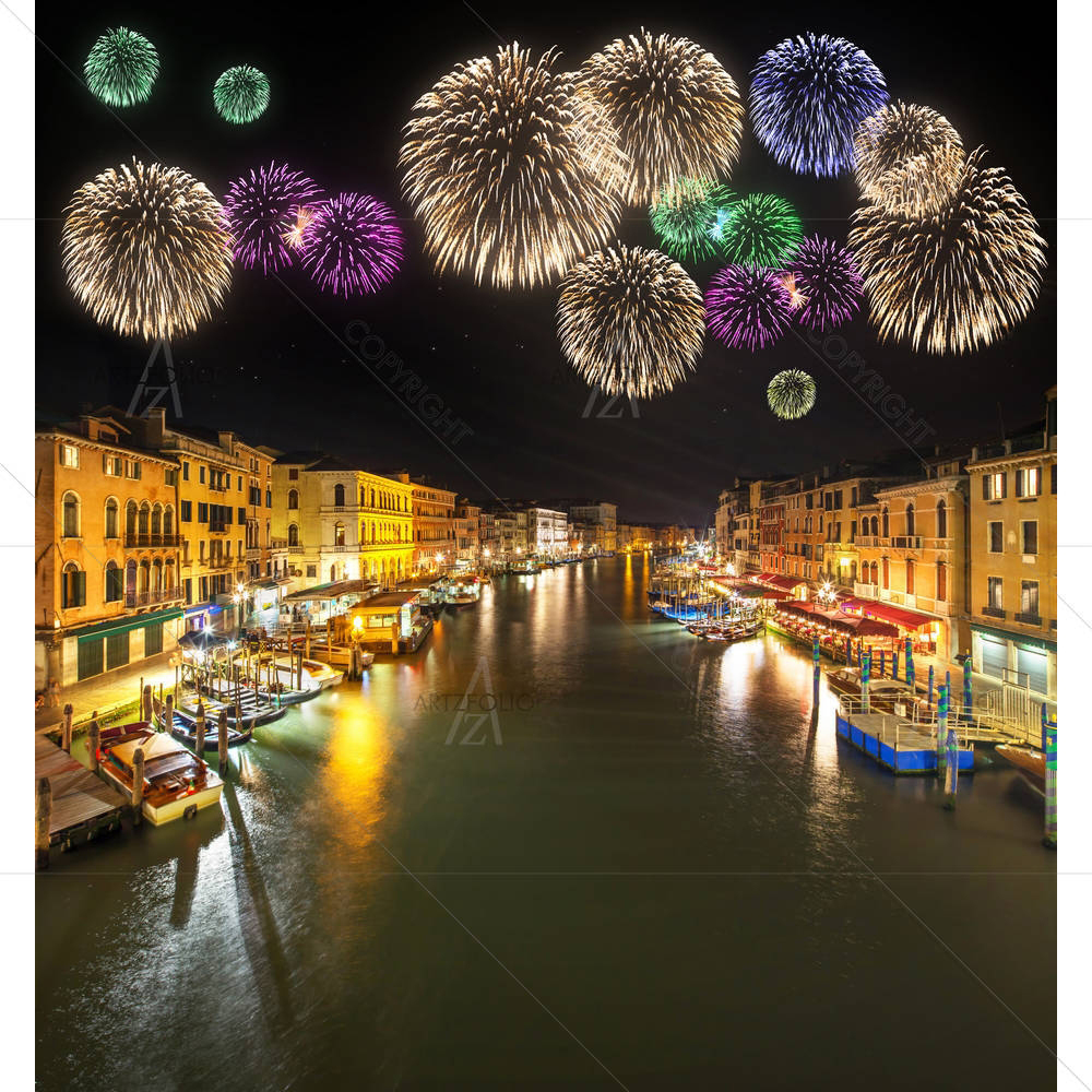 Grand Canal & Rialto Bridge, Venice Italy — custom-size art design 5005545