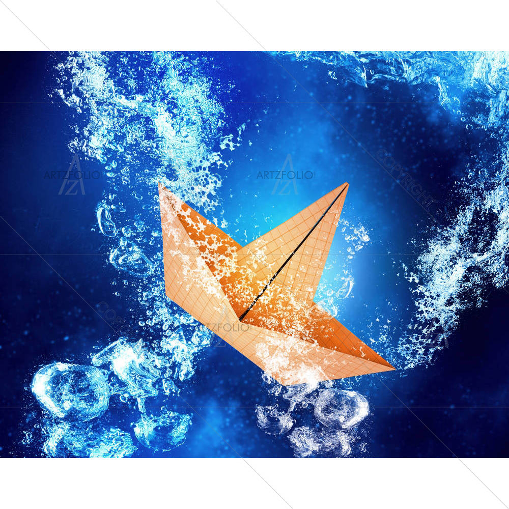 Ship Sinking In Clear Blue Water — custom-size art design 5005551