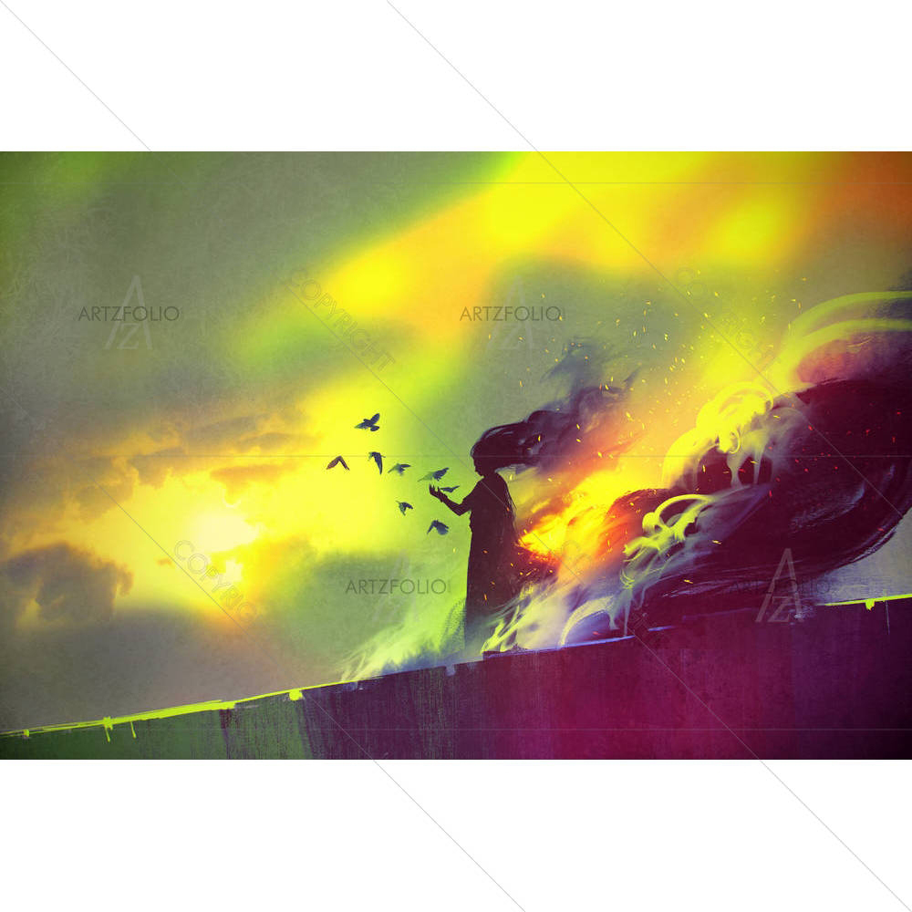 Burning Woman — custom-size art design 5005559
