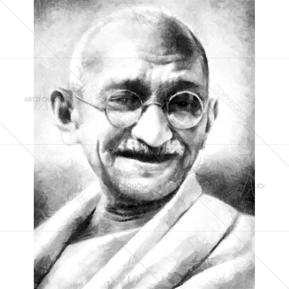 Mahatma Gandhi Portrait D1 — Ancient custom art by ArtzFolio