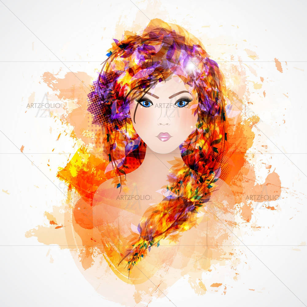 Abstract Woman With Abstract Hair D1 — Botanical custom art by ArtzFolio