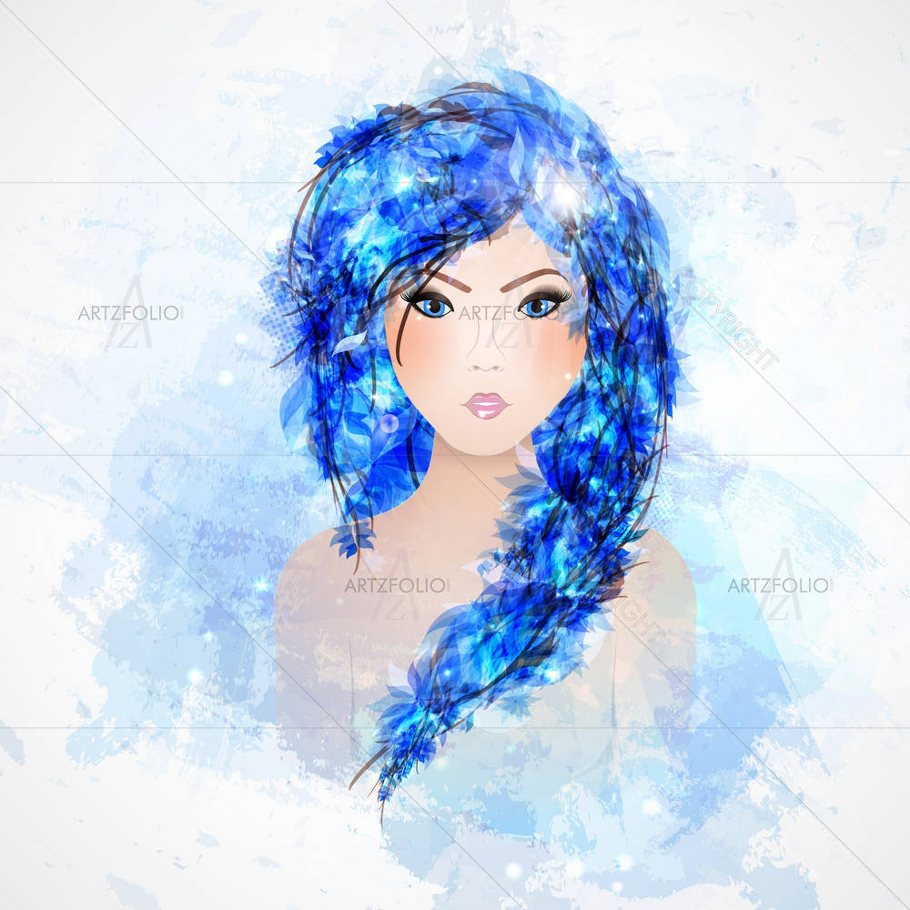 Abstract Woman With Abstract Hair D2 — custom-size art design 5005570
