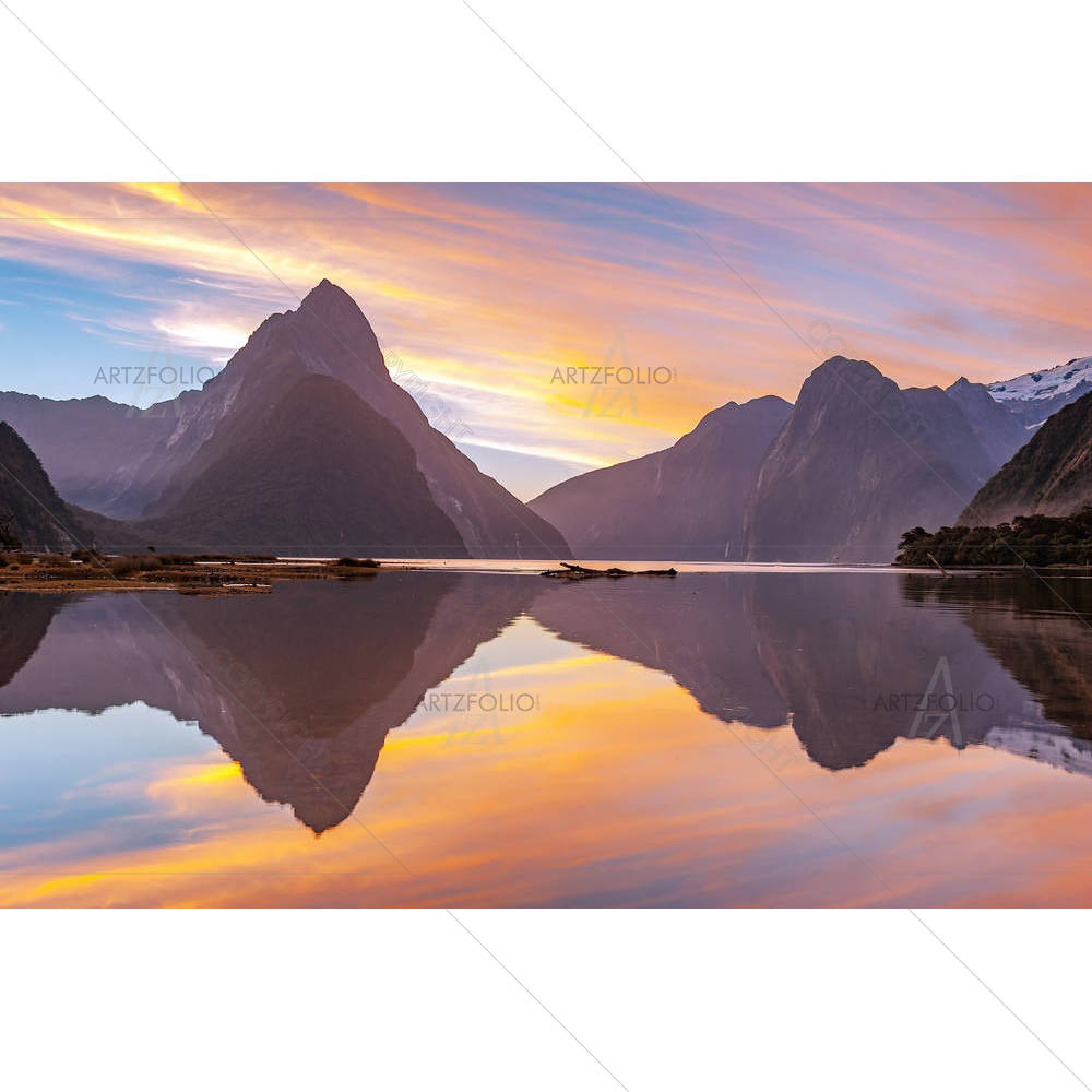 Mountain Glacier At Milford Sound, New Zealand — custom-size art design 5005571