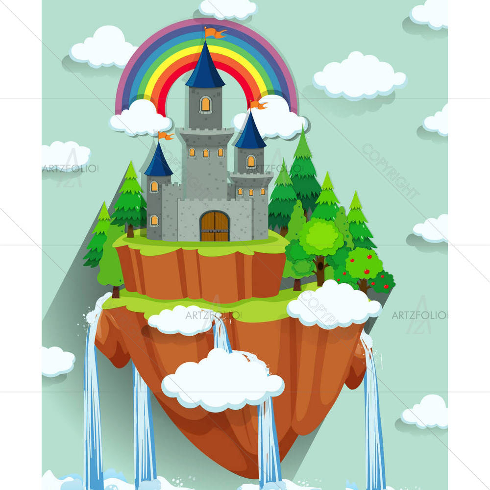Castle Towers On The Island — custom-size art design 5005575