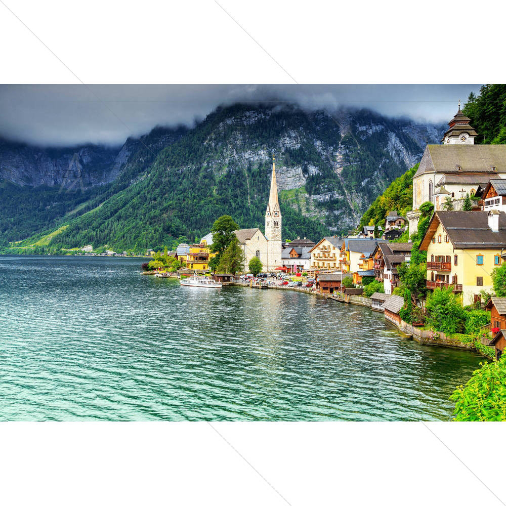 Alpine Village With Majestic Lake — Devotional custom art by ArtzFolio