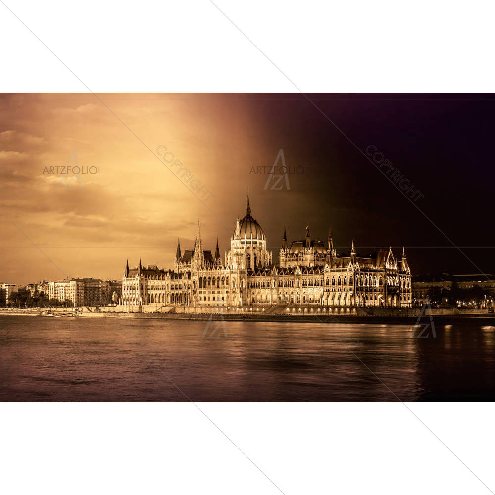 Budapest Parliament Timepalse, Hungary — Ancient custom art by ArtzFolio