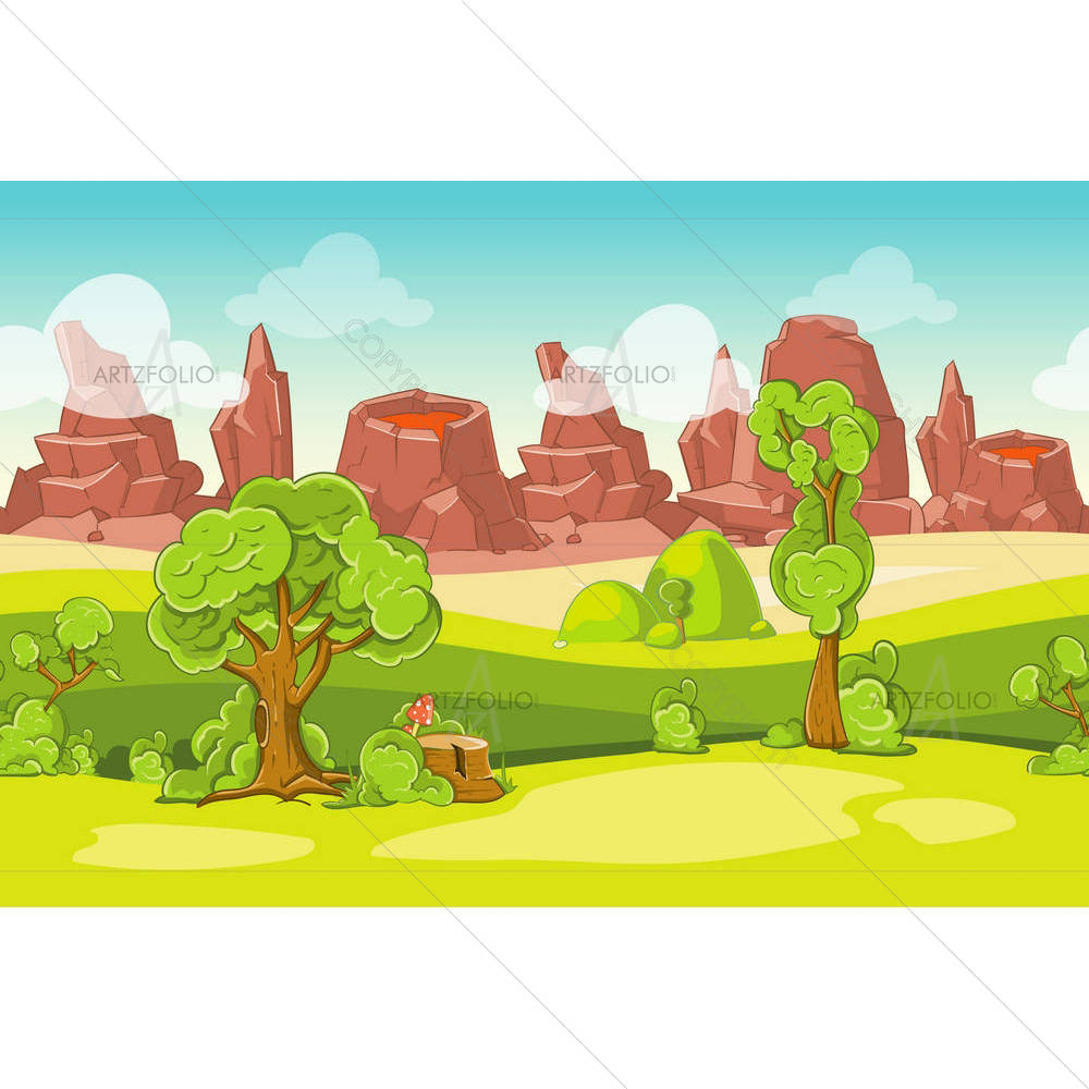 Cartoon Nature Landscape — custom-size art design 5005600