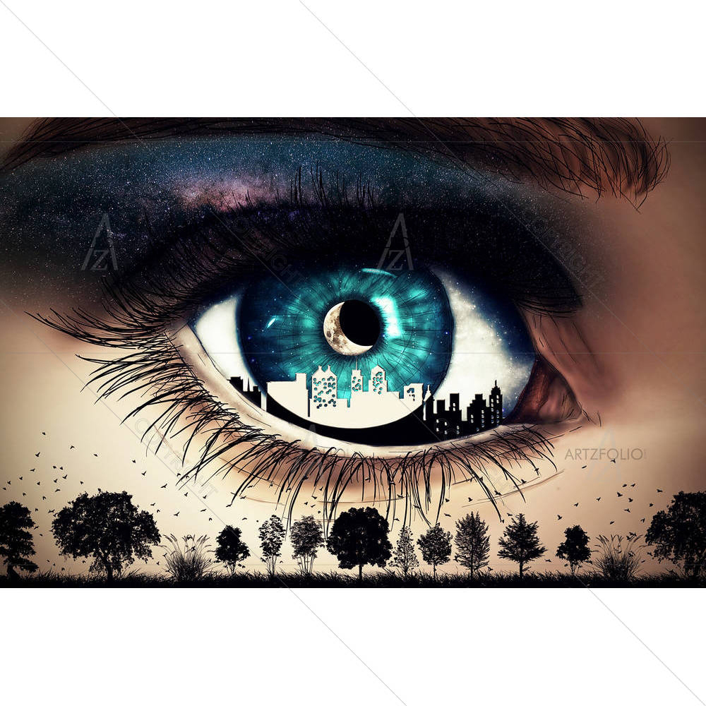 Blue Woman Eye Looking At Nature — Abstract custom art by ArtzFolio
