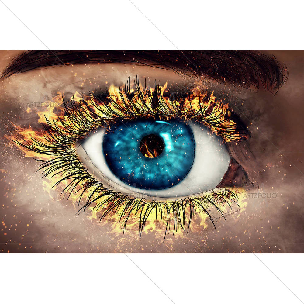 Painted Eye With Its Genes In Flames — custom-size art design 5005614
