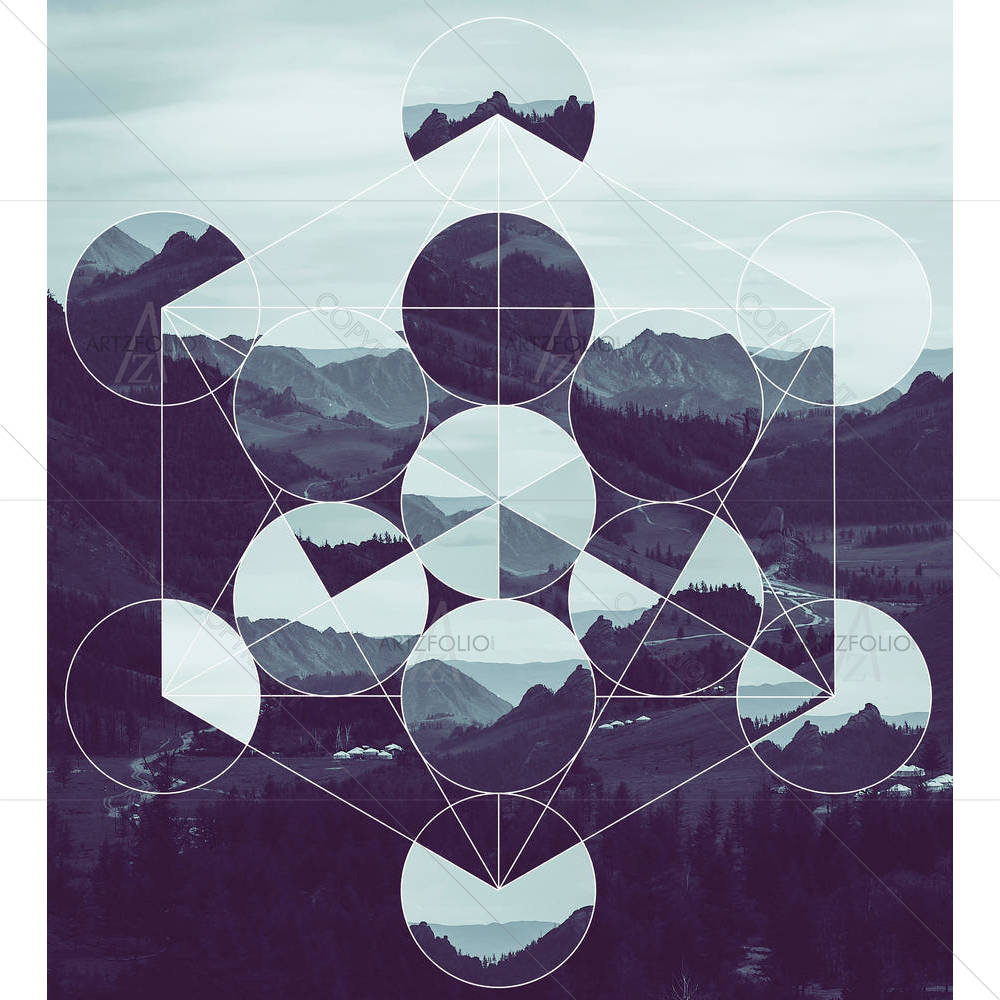 Forest Mountains & The Metatrons Cube — Devotional custom art by ArtzFolio