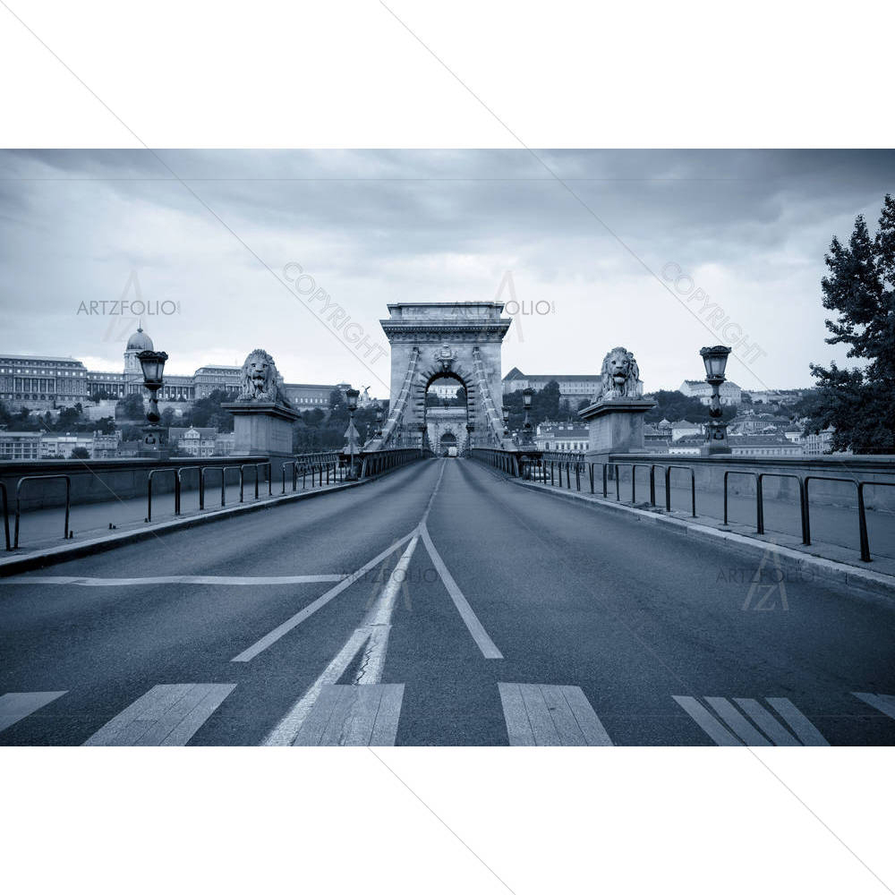 Chain Bridge At Dusk in Budapest, Hungary — Devotional custom art by ArtzFolio