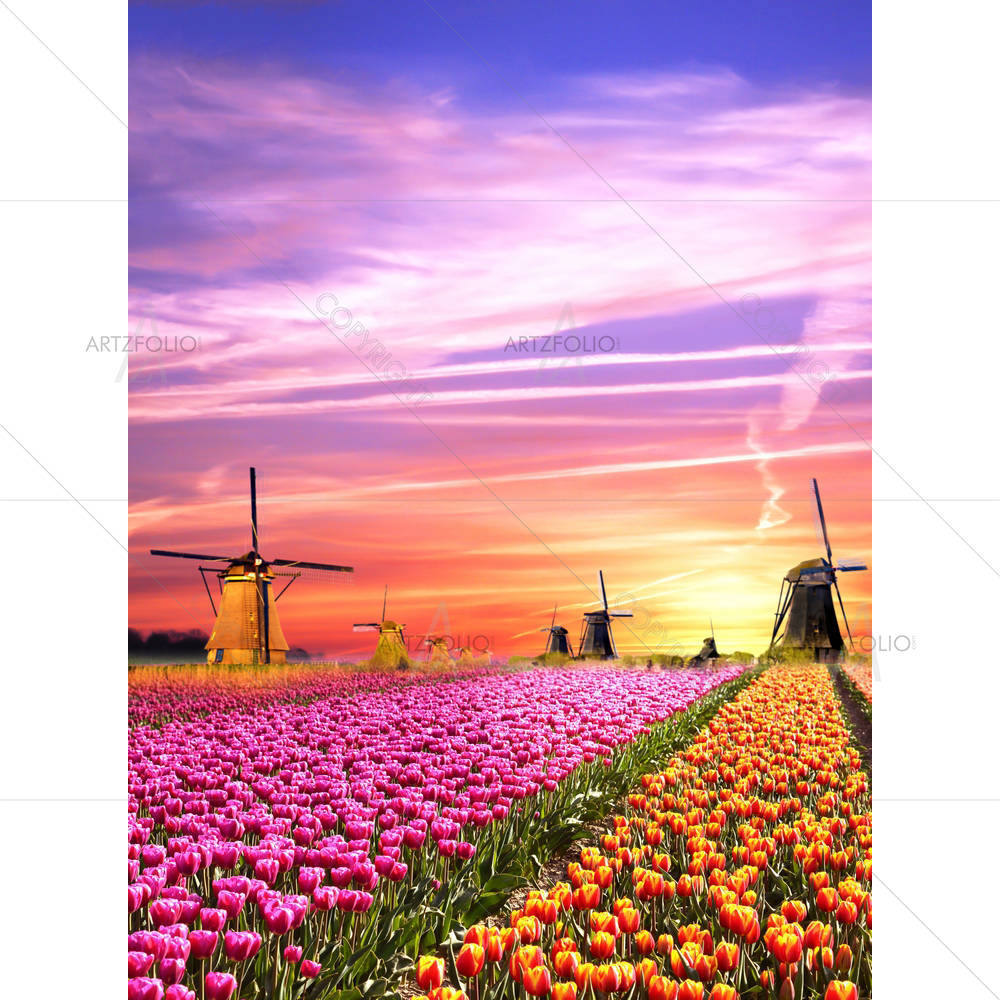 Landscapes With Windmills, Netherlands — Botanical custom art by ArtzFolio
