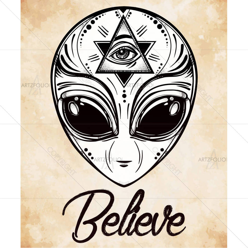 Alien Face Icon — custom-size art design 5005654