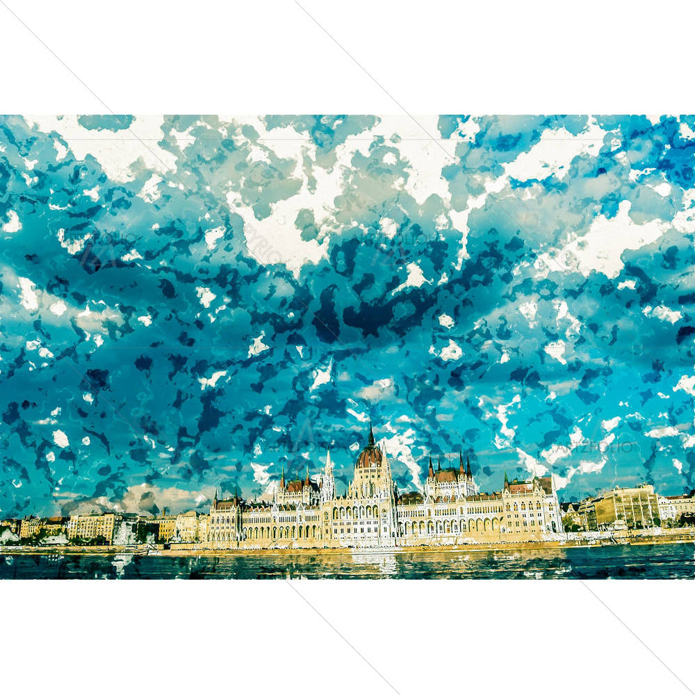 Budapest Parliament Building In Sunset, Hungary — custom-size art design 5005661