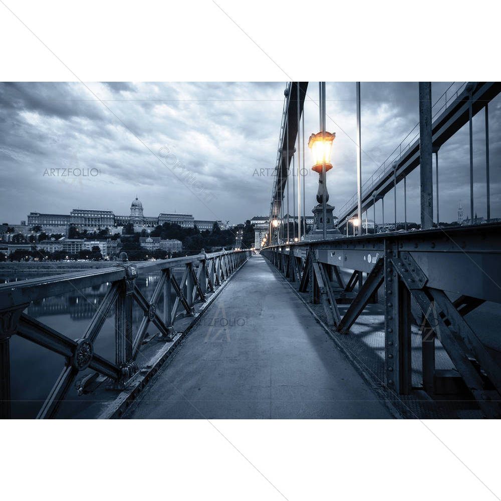 Old Bridge At Night in Budapest, Hungary — Devotional custom art by ArtzFolio
