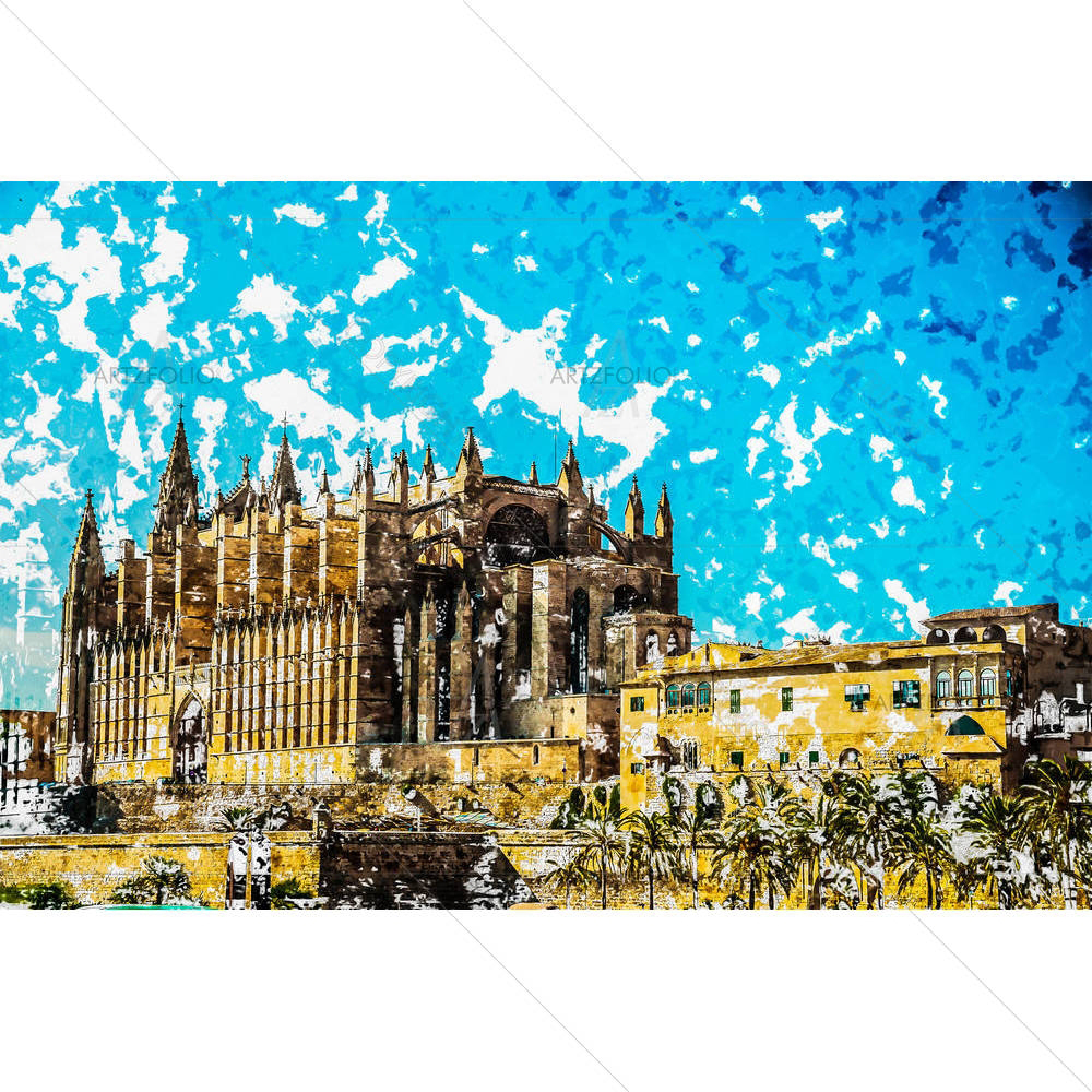 Cathedral Of Palma De Mallorca, Spain D3 — Ancient custom art by ArtzFolio