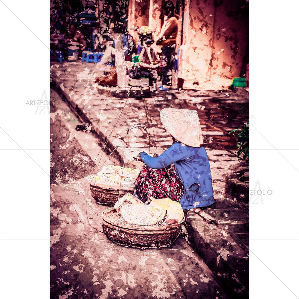 Street Vendors In Hoi An, Vietnam D2 — Asian custom art by ArtzFolio