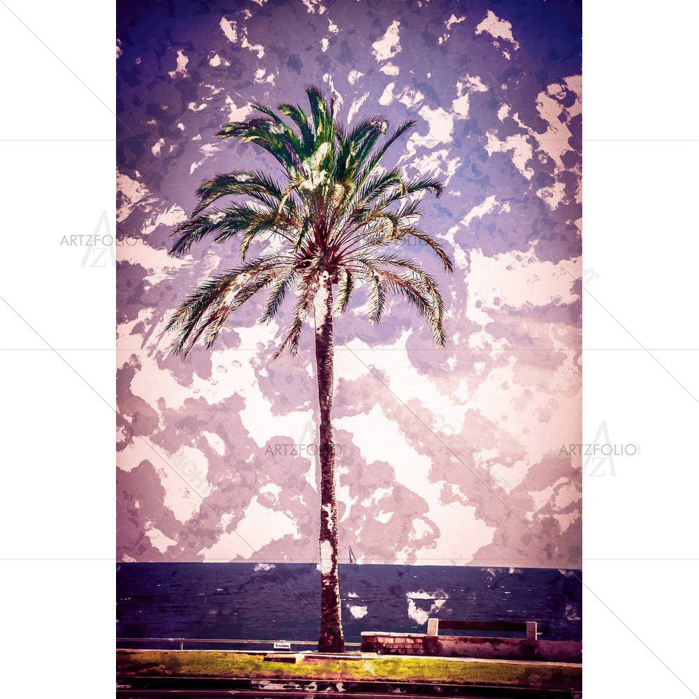 Palm Trees Along Coast In Palma De Mallorca, Spain D2 — Ancient custom art by ArtzFolio