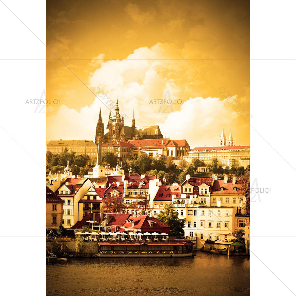 Vltava River & Cityscape Of Prague, Chech Republic — custom-size art design 5005712