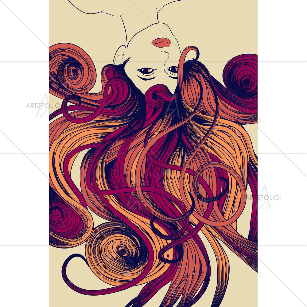 Upside Down Woman's Face — custom-size art design 5005714
