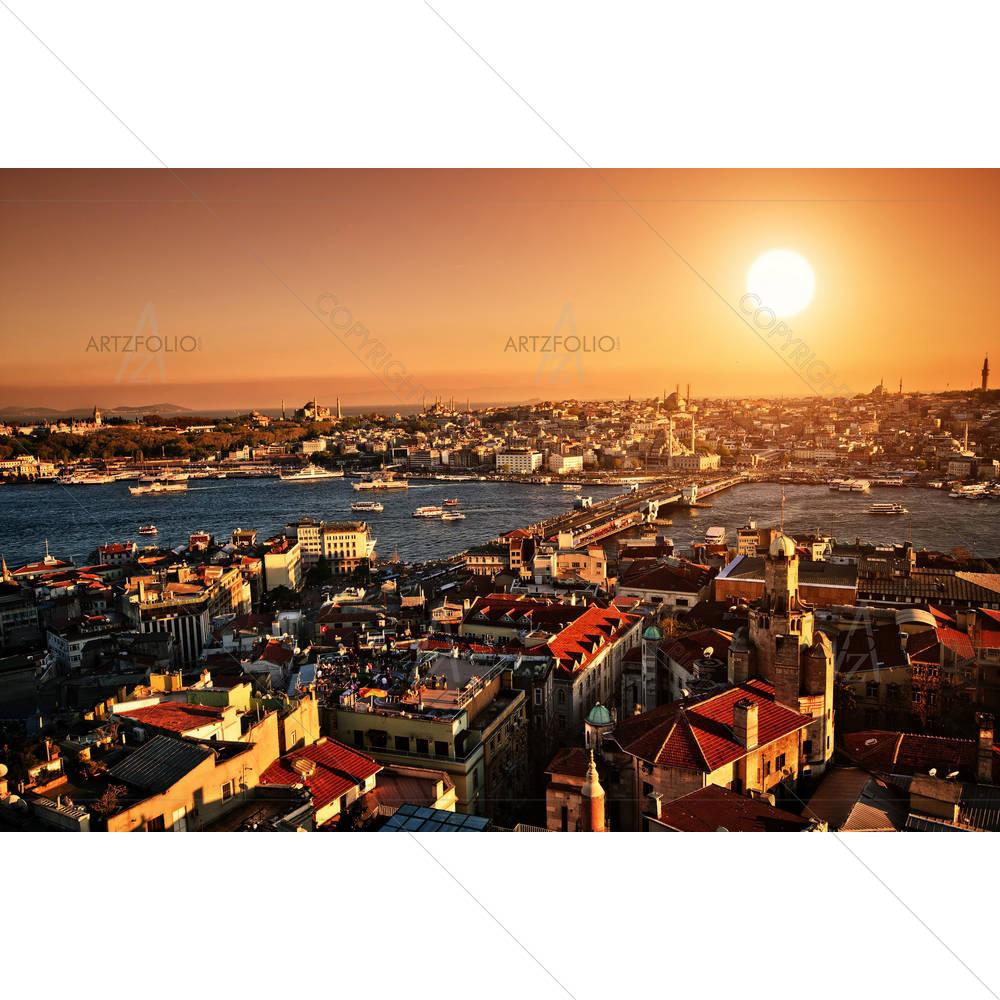 Setting Sun Over Istanbul — custom-size art design 5005715