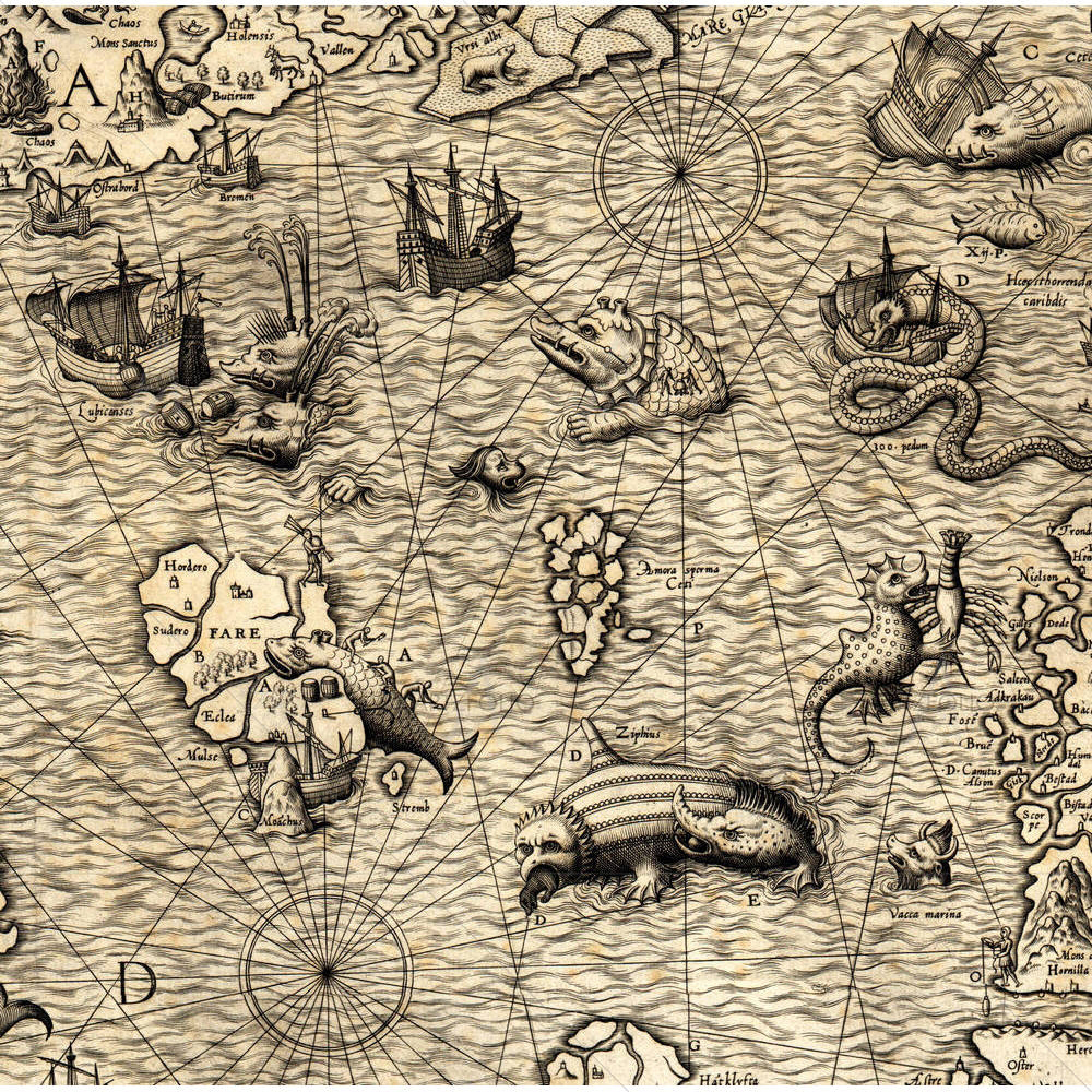 Antique Map Of Northen Sea of 1572 — custom-size art design 5005723