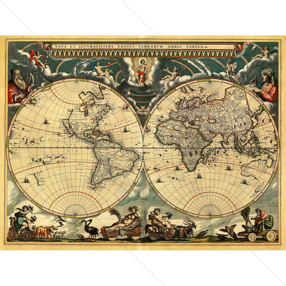 Ancient World Map D1 — African custom art by ArtzFolio