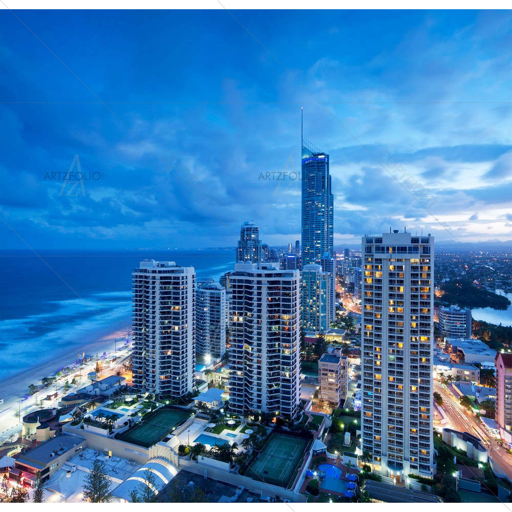 Modern City At Dusk, Gold Coast, Australia — custom-size art design 5005736