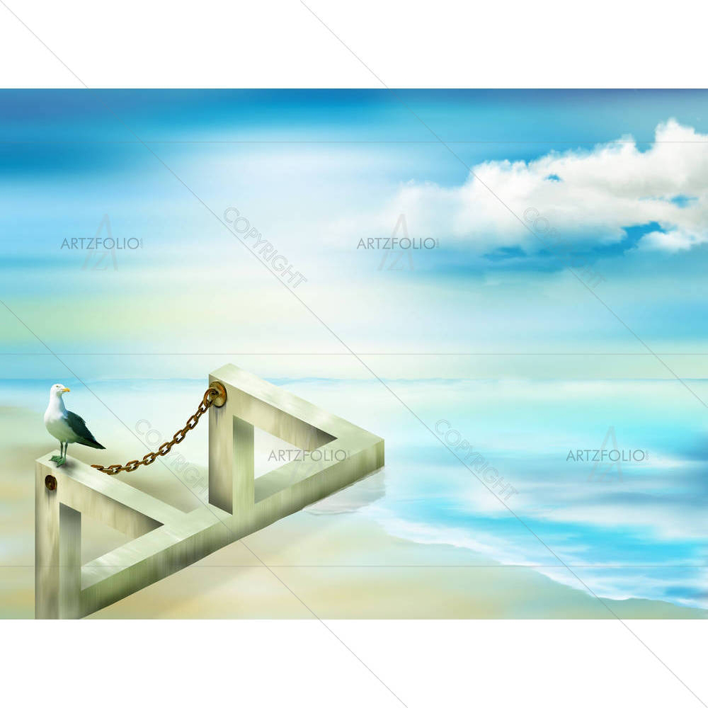 Impossible Structure on the Seashore — custom-size art design 5005737
