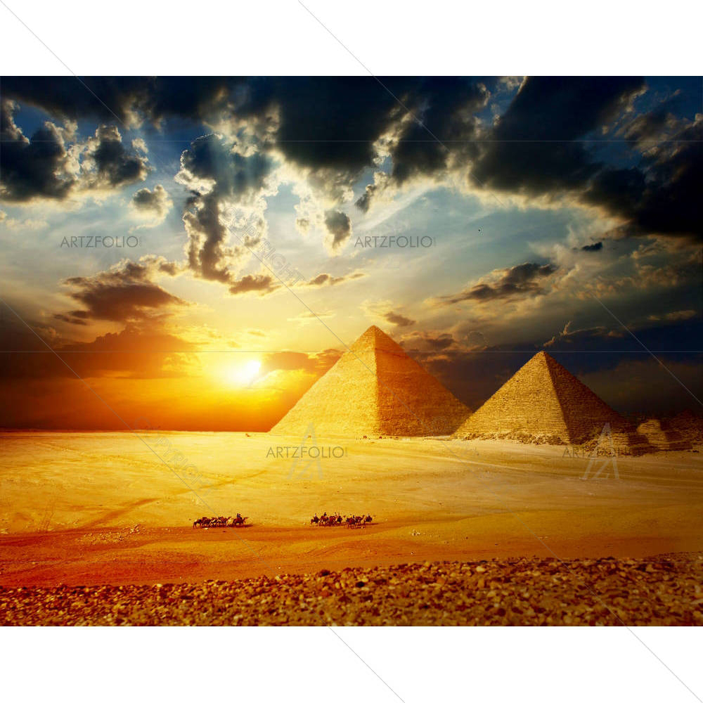 Great Pyramids in Giza Valley, Cairo Egypt — custom-size art design 5005760