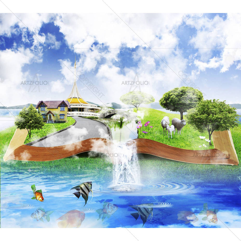 Open Book With Nature — custom-size art design 5005761