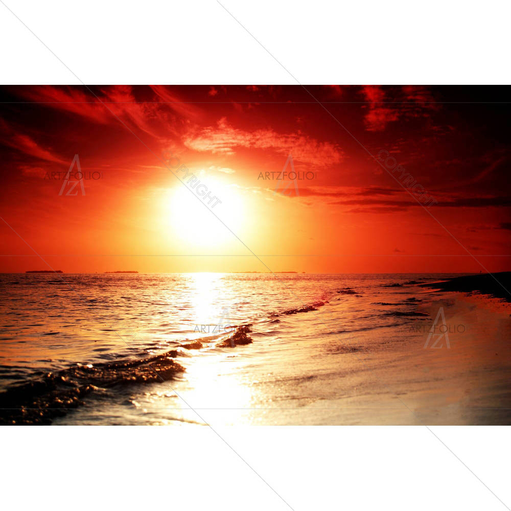 Sunset On The Sea Beach — Automobiles custom art by ArtzFolio
