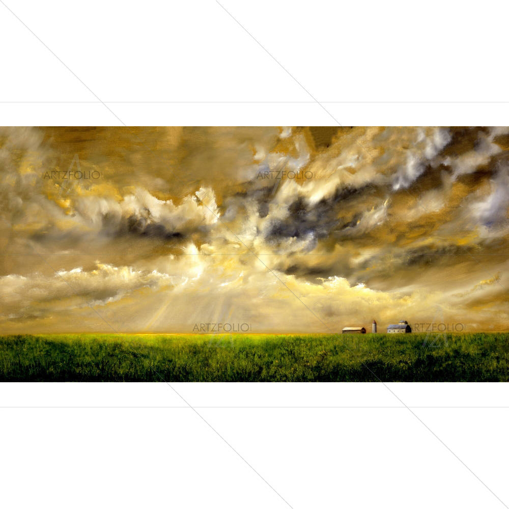 Grainfield With Storm — custom-size art design 5005768