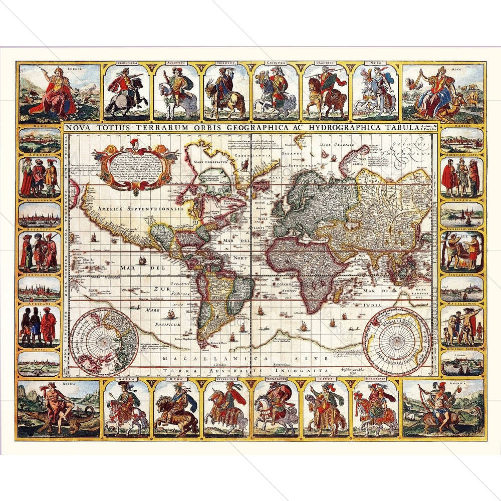 Antique Map, Nicolas Visscher, 1652 — custom-size art design 5005778
