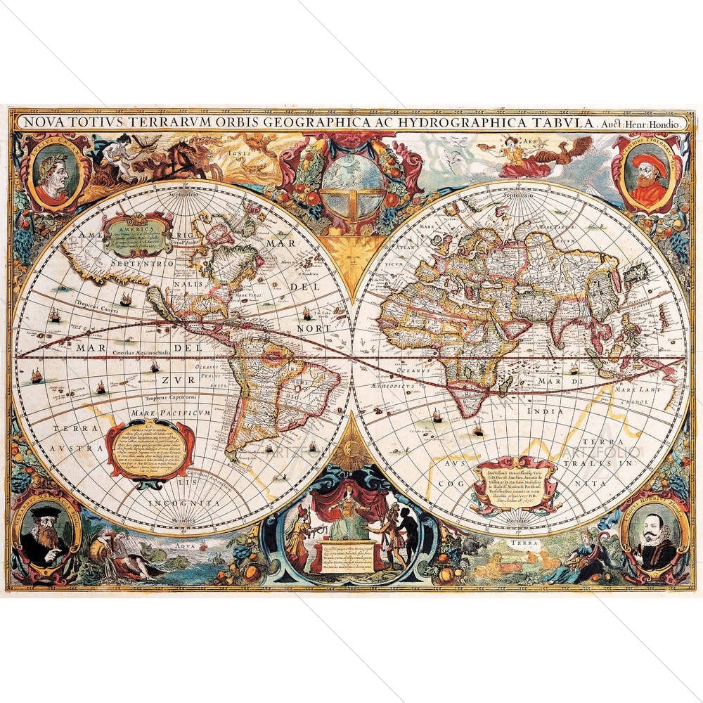 Antique Map, Henricus Hondius, 1630 — custom-size art design 5005779