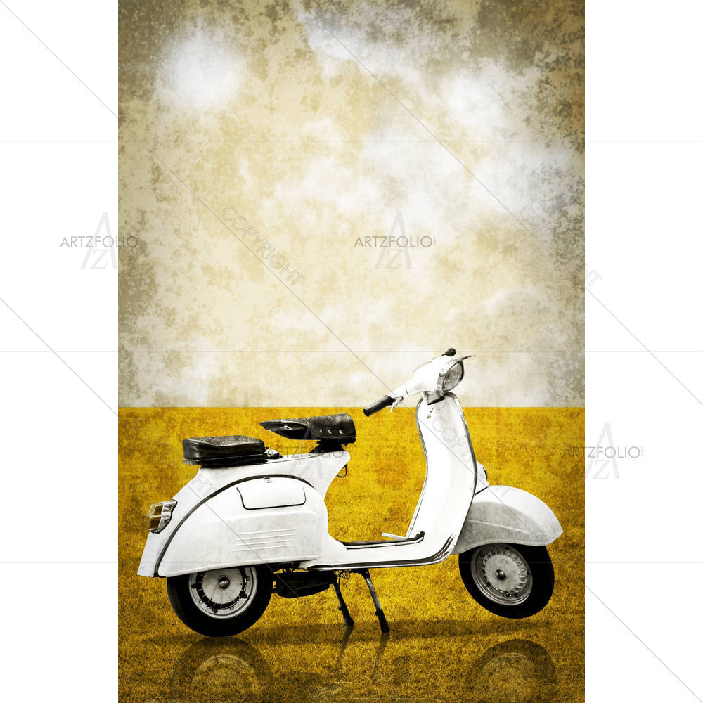 Retro White Vespa — custom-size art design 5005782