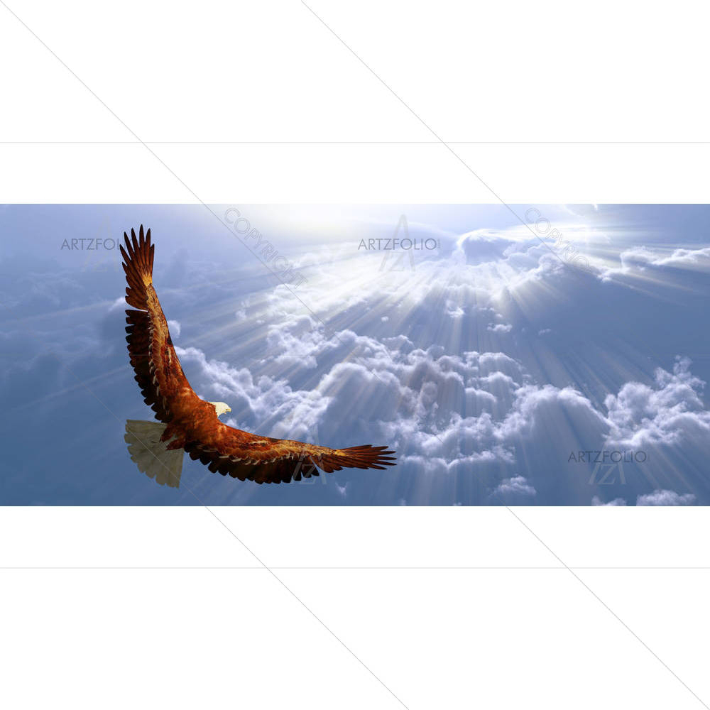Eagle In Flight Above Tyhe Clouds — American custom art by ArtzFolio