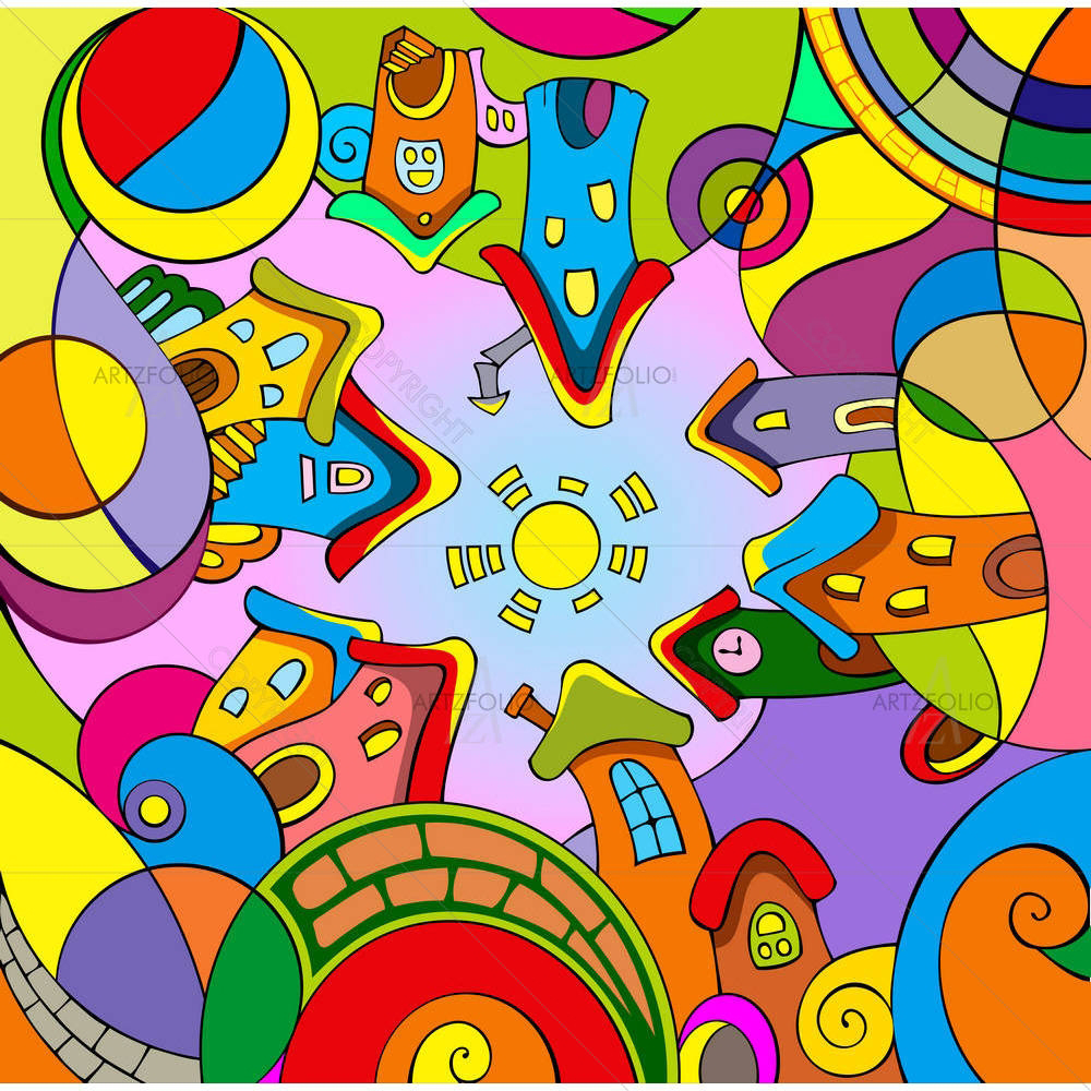 Funny Cartoon Town — custom-size art design 5005784