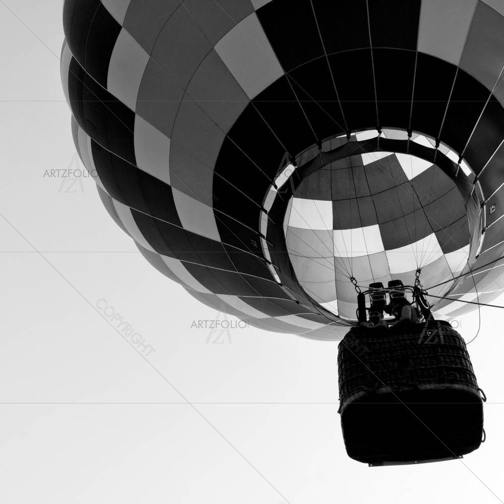 Black & White Photo of Hot Air Balloon — custom-size art design 5005785