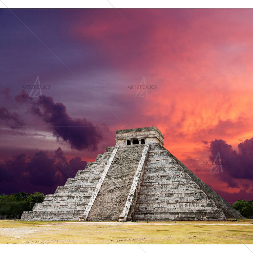 Mayan Pyramid of Kukulcan El Castillo in Mexico — custom-size art design 5005786