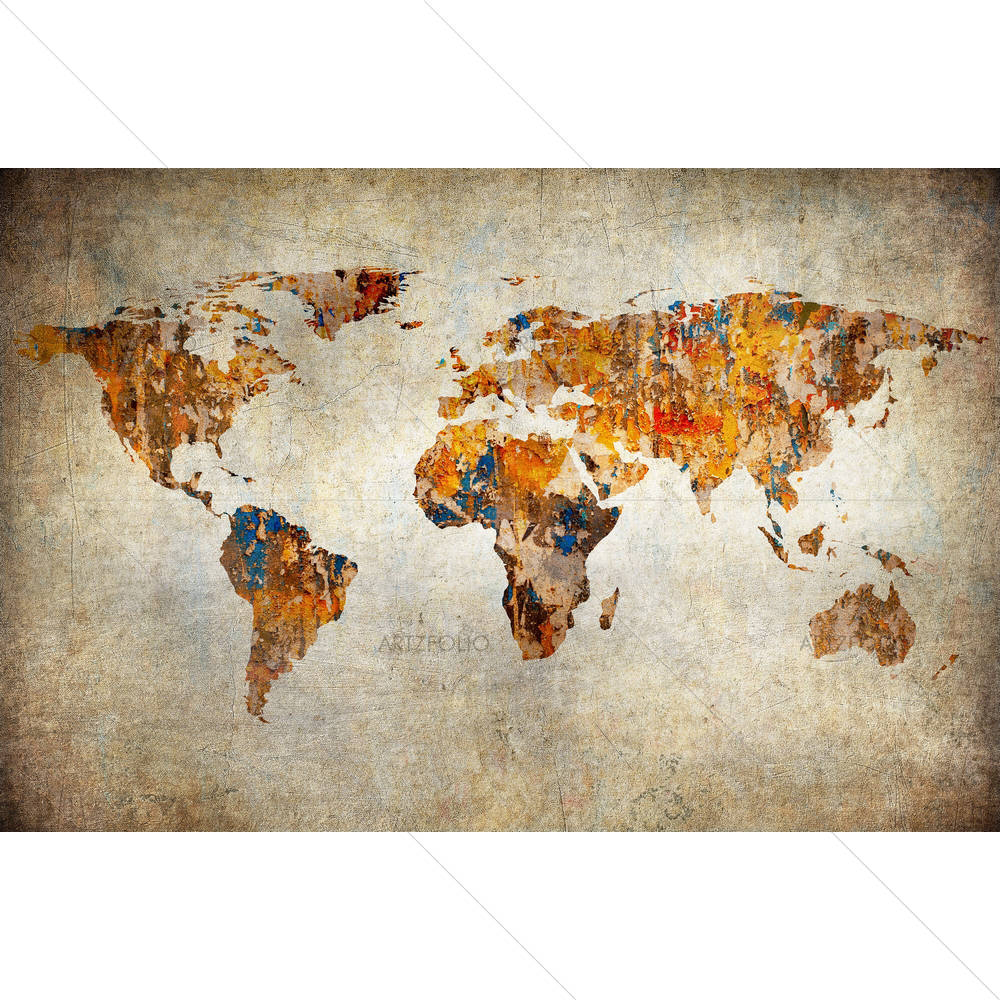 Grunge Map of the World — custom-size art design 5005798