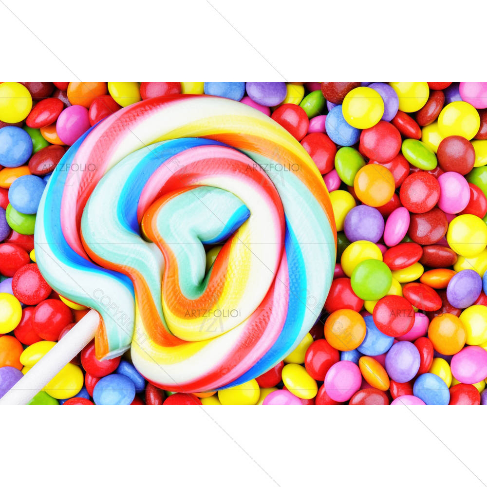 Striped Lollipops & Multicolored Smarties — Cuisine custom art by ArtzFolio